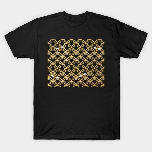 Asian Gold and Black Bees T-Shirt by gillys